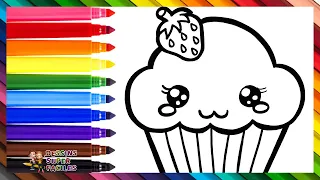 Dessiner et Colorier un Mignon Cupcake 🧁🌈 Dessins pour enfants