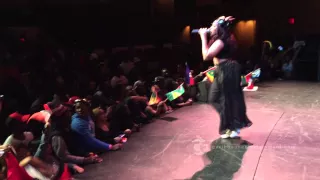 Destra Garcia Lucy live on stage at BMCC Carifesta 2015 with a medley of uptempo soca hits