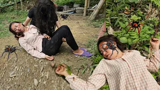 single mother falls into an abyss and is attacked by strange spider. The forest people appeared help