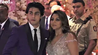 Shahrukh Khan Wife Gauri Khan And Son Aryan Khan At Akash Ambani And Shloka Mehta Engagement Party