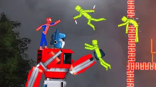 Spider-Man and Optimus Prime vs Melon Playground in People Playground