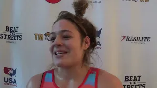 Skylar Grote (USA) after 72 kg win at 2022 Beat the Streets LA dual against Ukraine