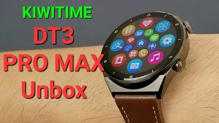 KIWITIME DT3 PRO MAX Smart Watch Unbox-1.45 Inch Round Screen IP68-Sumsung Huawei Watch GT3 PRO Copy