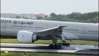 Saudia Arabian Airlines B777-300ER landing and departing V.C Bird International Airport Antigua