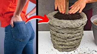 Creative Pots from Jeans And Cement - Papercrete Pots