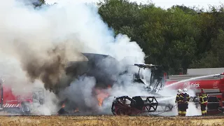 Combine Burns Down to the ground | Combine Fire due to heatwave & dry weather | Harvest 2022