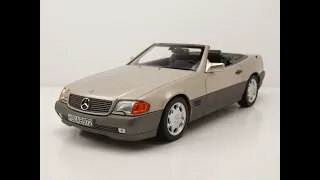 Mercedes 500 SL R129 Cabrio 1989 rauch silber Modellauto 1:18 Norev