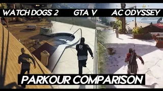 AC Odyssey "PARKOUR" Comparison VS Watch Dogs 2 VS GTA V | How smooth parkour looks (2022)