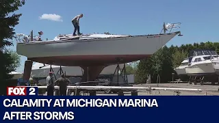 Havoc at marina on Lake St. Clair after storms