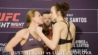 Justine Kish vs. Lucie Pudilová - Weigh-in Face-Off - (UFC Fight Night: Blaydes vs. dos Santos)