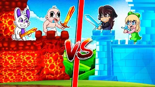 ¡CASTILLO DE LAVA VS CASTILLO DE HIELO! 🔥VS 🥶 RETO DE CASTILLOS: BEBE NOOB VS BEBENOOBSI MINECRAFT