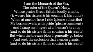 I AM THE MONARCH OF THE SEA H. M. S. PINAFORE Gilbert SULLIVAN opera Lyrics Words sing along song