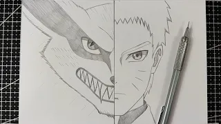 anime drawing | how to draw Kurama | Naruto step-by-step | anime sketch easy