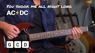 AC/DC - You Shook Me All Night Long Guitar lesson tutorial