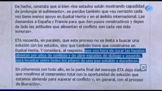 ETA vuelve a pedir "diálogo" y dice que es hora de "curar heridas"