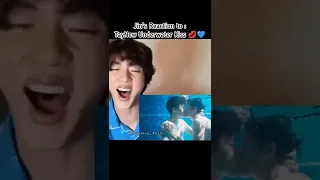 BTS Jin reaction to TayNew Underwater Kiss 💋💙😘 #petekao #taynew #darkbluekiss #jin #bts #bledits