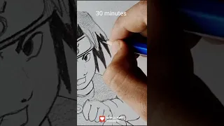 How To Draw Sasuke In 10 sec,1min,10 hrs🥵😮‍💨#shorts #youtubeshorts #art #theuniqueoutline #viral