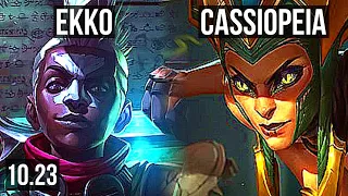 EKKO vs CASSIOPEIA (MID) | 10/0/4, 1200+ games, Legendary | KR Master | v10.23