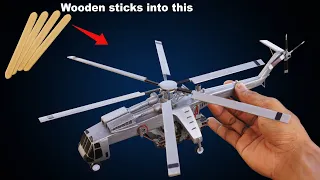 Insane Build🔥 CH-54 Tarhe helicopter model out of wooden sticks