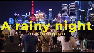 A rainy night in Shanghai - Walking in the rain (City sounds - relaxing ambience)