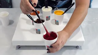 🍂"Fall" in Love with Colors🍂: Acrylic Pouring Flip Cup Technique with Cells