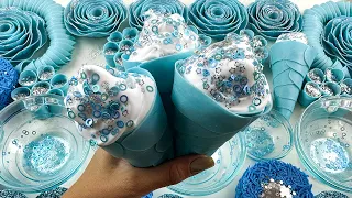 Crushing soap boxes with foam & starch. Soap roses & balls. Peeling off the film / ASMR.