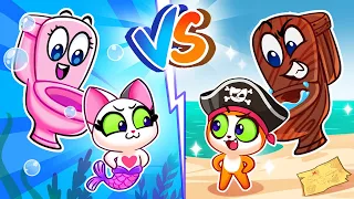 🧜‍♀️ Mermaid vs Pirate 🏴‍☠️ Underwatter Potty Challenge 🚽|| Catoons for Kids by Purr-Purr Tails 🐾