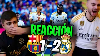 HINCHAS DEL BARÇA Y DEL MADRID REACCIONAN al BARÇA 1-2 REAL MADRID *BELLINGHAM ES DIOS*