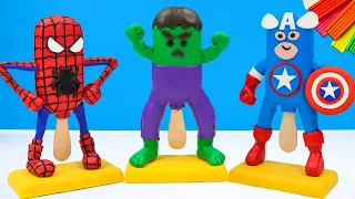 Ice Cream mix Superheroes with clay 🧟 Hulk, Captain America, Spiderman 🧟 Polymer Clay Tutorial