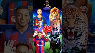 Ronaldo Team vs Lion Team 🦁(Ronaldo Mbappe Neymar vs Lion Tiger Black Panther)#shorts#viral#ytshorts