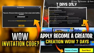 Wow Map Invitation Code | How to Apply Become a Creator Wow | Creator Verification Wow Map | PUBGM