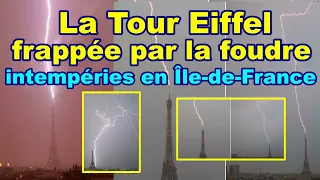 france La Tour Eiffel frappée par la foudre des intempéries en Île de France châtelet inondé