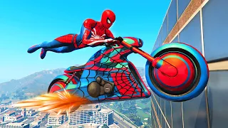GTA 5 Spiderman Epic Jumps - Motorcycle/Cars/Fails/Parkour - Spider-Man Gameplay #1
