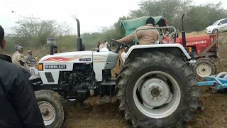 Eicher 557 tractor power demo with 2 harrow