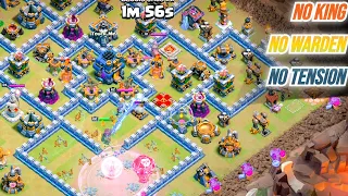 TH12 no warden no king war attack finding new strategy