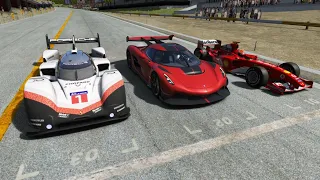 Koenigsegg Jesko 2023 vs F1 Ferrari F2004 Schumacher vs Porsche 919  Evo Hybrid 2018 at Old SPA