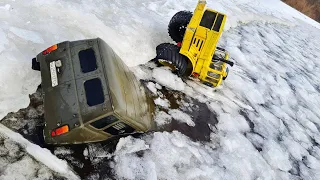 UAZ and Kirovets K-700 sank ... The rescue operation did not go according to plan! ...RC OFFroad 4x4