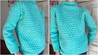 Sweater con punto pop corn a crochet 😃😍🥰