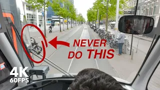 Never do THIS behind a tram! | 🚊 HTM Line 15-16 | 🇳🇱 The Hague | 4K Tram Cabview | Siemens Avenio