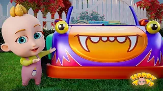 Wheels On The Monster Car | Nursery Rhymes for Kids | Happy Tots