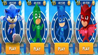Sonic Dash vs Pj masks Subway Run - Movie Sonic vs All Bosses Zazz Eggman All 62 Characters Unlocked