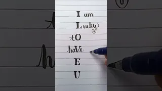 'I LOVE U' calligraphy writing.