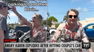 Aggressive Karen EXPLODES After Hitting Couple's Car