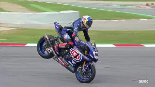 Incredible STOPPIE from Toprak at the #CatalanWorldSBK