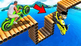 SHINCHAN AND FRANKLIN TRIED THE IMPOSSIBLE PIPE TRAPS BRIDGE PARKOUR CHALLENGE GTA 5