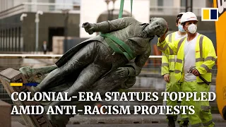 Colonial-era statues are toppled and damaged in global Black Lives Matter protests