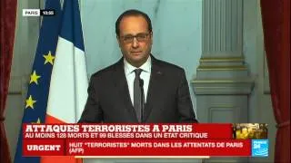 Attentats de Paris - François Hollande: "Un acte d'une barbarie absolue." Deuil national de 3 jours