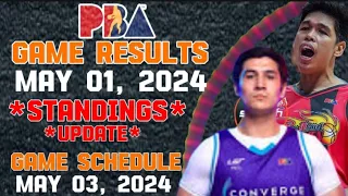 PBA STANDINGS UPDATE TODAY as of MAY 01, 2024 GAME RESULTS | GAME SCHEDULE FRIDAY MAY 03, 🏀🏀🏀