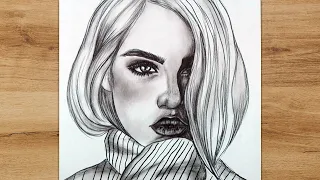 How to Draw an Easy Girl Face for Beginners | Pencil Sketch