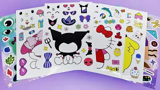 [Toys ASMR] Decorate with Sticker Book Hello Kitty, Kuromi, Melody, Pompompurin #paperdiy #sanrio